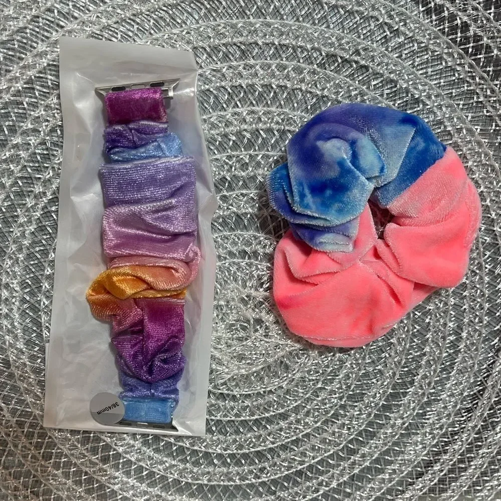 Scrunchie Watch Band for Apple Watch 38/40mm and Hair Scrunchie Set of 2 NWT